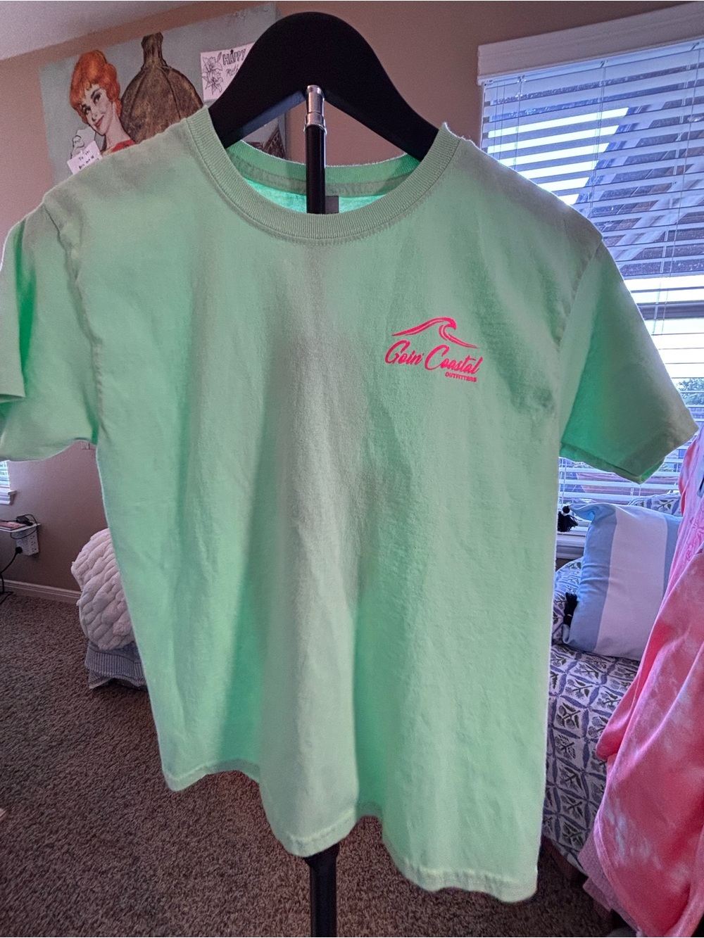 Goin Coastal Rockport TX Pastel Mint Pink Short Sleeve T-Shirt Youth Medium